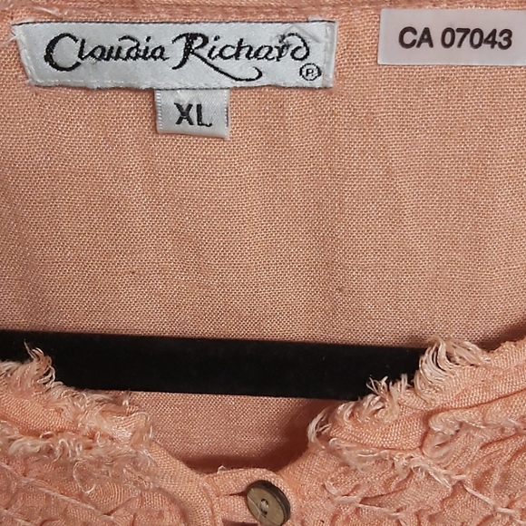 BOHO Chic Peach Vintage Blouse XL - Picture 4 of 7